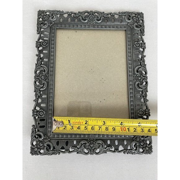 Ornate Floral Pewter Colored Frame For 4.5” X 6.5” Photo Silver Romantic - Picture 7 of 9